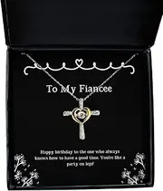 Unique Fiancee Cross Dancing Necklace, Happy birthday to the one who always knows how to have a.!, Present For, Love Gifts From, Dance necklace, Cross dance pendant, Dance pendant necklace,, Silver Plated Zinc
