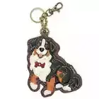 NEW CHALA BROWN TAN BERNESE MOUNTAIN DOG KEY FOB COIN PURSE KEYCHAIN ZIPPERED