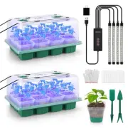 Seed Starter Tray with Grow Light,24 Pack 2.9 inch Reuseable Clear Nursery Po...