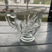 Vintage Indiana Glass Willow Clear Leaf Pressed Glass Creamer/Cream Pitcher
