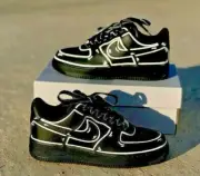 Nike Air Force 1 Black Cartoon Custom Shoes White Outline Mens Mens Womens