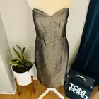 Milly Marta Couture Metallic Strapless Dress, Gold/Black, Boned, Size 8, NWT