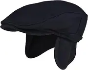 [Surwiz] Wool Flat Cap with Ear Flaps Winter Men Ivy Newsboy Hat Warm Outdoor Hunting Golf