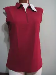 Nivo Nikki Womens small Medium Large cap sleeve Rogue Red 1/4 Zip golf polo NEW
