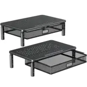 2 Pack Monitor Stand Riser with Drawer, 3 Height Adjustable with Larger Stora...