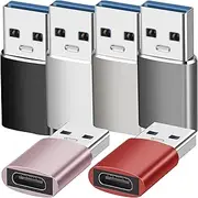 tunghey 6Pack [10Gbps] USB C Female to USB Male Adapter, Colorful 3.1 USB A to C Adapter, One-Sided SuperSpeed Data Sync & Fast Charging for 15 Plus Pro Max, Laptop, Charger, Quest Link, etc.