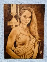 Wood Burn Lady Portrait Pyrography Artwork Unique Wood Burned Artwork