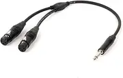 ROBAUN 1PC Audio Cable TS to XLR Y-Splitter 6.5mm TS Male to Dual XLR Male/Female for Microphone Cables Aluminum Metal Shel(Z01-D1001FX2-BKBK,0.29m)