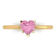 1.25Ct Heart Cut Pink Gemstone Solid Gold Solitaire Engagement Promise Ring