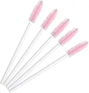 Namzi 200 Pcs Disposable Eyelash Mascara Brushes for Eye Lashes Extension Eyebrow and Makeup (White rod pink head)