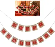 Merry Christmas Jute Burlap Banners Christmas Banner Flag Christmas Decoration