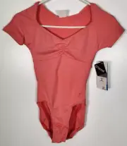 Danskin NYCB Women’s Size Petite XS (0-2) Sugar Coral SS Open Back Leotard