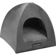 Paws N Claws Lux Velvet Foldable Pet Cat Cave 38x35cm Plush Cushion Dark Grey
