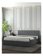 [Milano Beds] Capri Luxury Gas Lift Storage Bed Frame with Headboard in Grey