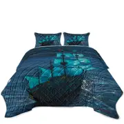 Sailing Ship Moonlight Voyage Coverlet