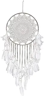 Gifts for Women Wind Chimes,Dream Catcher, Feather Dream Catcher Wind Chimes 40cm Large Round Metal Ring Circle Lace Wall Hanging Dreamcatcher Wedding Bedroom Decorations (Color : Coffee)