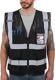 Dib Safety Vest Reflective ANSI Class 2, High Visibility Vest with Pockets and Zipper, Construction Work Vest Hi Vis