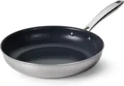10-Inch Tri-Ply Clad Stainless Steel Large Frying Pan, Induction-Ready