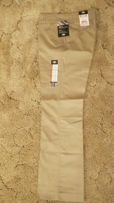 Dickies Girl's Wide Band Stretch Fabric Classic Fit Sz 11RG Khaki Pants 32.5x 32