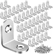 40PCS L Bracket Corner Brace, Stainless Steel L Brackets for Shelves, Metal Corner Bracket, Small Right Angle Bracket for Wood Furniture Chair Drawer Cabinet with 80PCS Screws (0.79 x 0.79 inch)