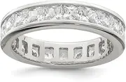 [JewelryWeb] 925 Sterling Silver Solid Polished CZ Simulated Diamond Eternity Band Ring Size 8-Eternity-Ring for Women and Men
