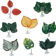 8 PCS Fish Tank Decoration Betta Bed Leaf Betta Fish Hammock Toys Double Leaf Betta Pad Artificial Aquatic Plants for Aquarium Decoration Plastic Plant for Betta Habitat