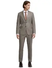 [Oxford] Byron Luxury Half Canvas Wool Suit Jacket in Brown
