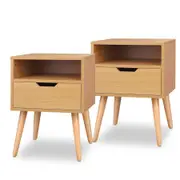 ALFORDSON Set of 2 Bedside Table - 1 Drawer & Shelf Bedside Table (Wood)