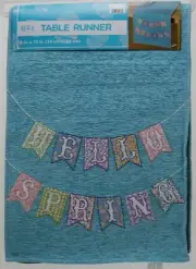 Hello Spring Blue 13x72 in 6 ft Table Runner NWT