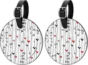 [KQNZT] Luggage Tags for Suitcases, 2 Pack Leather Luggage Tags for Suitcases, Leather Luggage Tags, Cute Luggage Tag, Baggage Tag, Valentine Abstract Art Love Heart