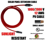 12 AWG Red Solar Panel Extension PV Cable w/ MC4 Compatible Connectors