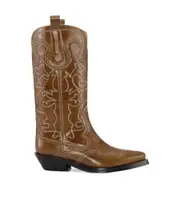 Ganni Embroidered Western Boots 42 brown