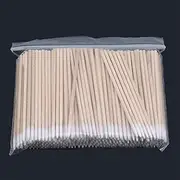 Phonyuu 100/300Pcs Count 2.76" Inch Long Cotton Swabs with Wooden Handles Pointed Cotton Swabs Lint Free Cotton Swabs with Wooden Sticks for Oil Makeup Applicators Eyeshadow Brush,Wood Color300pcs