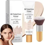 BB Tinted Care Primer with Brush,BB Cream Tinted Moisturizer with Broad Spectrum,BB Tinted Moisturizer,Hydrates & Smooths Your Skin,Brightens,Suitable for women (Ivory, 1Pcs)