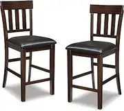 Ashley Furniture Signature Design - Ralene Upholstered Barstool - Rake Back - Set of 2 - Medium Brown