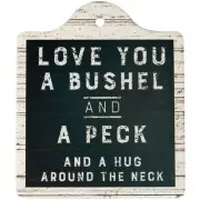 Farmhouse Stoneware Trivet Tray - Love You A Bushel And A Peck 6.5 In x 7.75 In