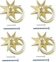 Uenhoy 4 Pcs Octagonal Star Cabinet Knobs, Decorative Golden Star Knobs Pulls for Cabinet Drawer Wardrobe Cupboard Dresser, Creative Single Hole Knob Handles with Screws