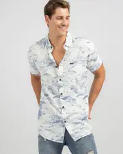 [Rip Curl] Rip Curl Men's Nocturnal Short Sleeve Shirt in Bone Size Large L Bone