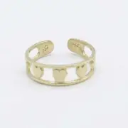 Adjustable Multiple Hearts Design Toe Ring Solid Real 10K Yellow Gold