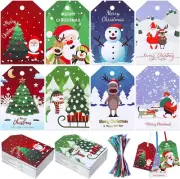 160 Pcs Christmas Gift Name Tags with String Xmas Kraft Santa Paper Tags Snowman