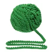 25 Yards Pom Pom Trim Ribbon, 0.5" Wide Leaf Green Ball Fringe Trim