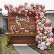 Rose Gold Dreams Balloon Arch Kit - 138Pcs Shiny Metallic & Chrome Gold Latex Ba