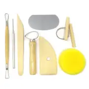 8-Piece Wooden Pottery Clay Wax Tool Kit Carving Sculpting Modeling Tool Set