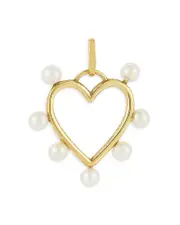 Moon & Meadow 14K Yellow Gold Cultured Freshwater Pearl Heart Charm Pendant