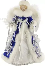 Windy Hill Collection 14" Inch Standing Blue Angel Christmas Tree Topper or Tabl
