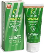 Soleo Organics SPF 30 Coconut All Natural Sunscreen 80 g