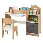 HONEY JOY Kids Study Desk and Chair Set Child Study Writing Table w/Storage Bin