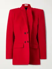 [Marie Adam-Leenaerdt] Marie Adam-Leenaerdt - Double-breasted Wool-twill Blazer - Red - FR 38 FR 38 Red