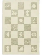 [Miss Amara] Florenda Checkered Washable Rug in Green and Cream