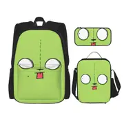 Invader Zim Fashion Backpack Daypack for Hiking Anime Bag Notebook Bag Pencil Case Lunch Bag Combination